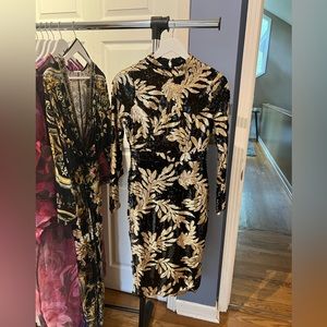 Emma brand stunning black and gold leaf sequin dress! Never worn.